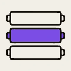 Three server slabs stacked, the middle one violet.