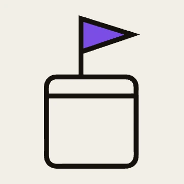 A page with a violet flag raised above it.